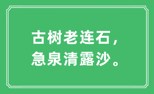 “古树老连石，急泉清露沙。”是什么意思,出处及原文翻译