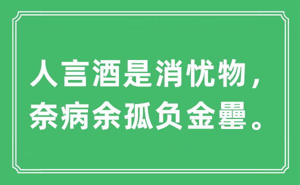 “人言酒是消忧物，奈病余孤负金罍”是什么意思,出处及原文翻译