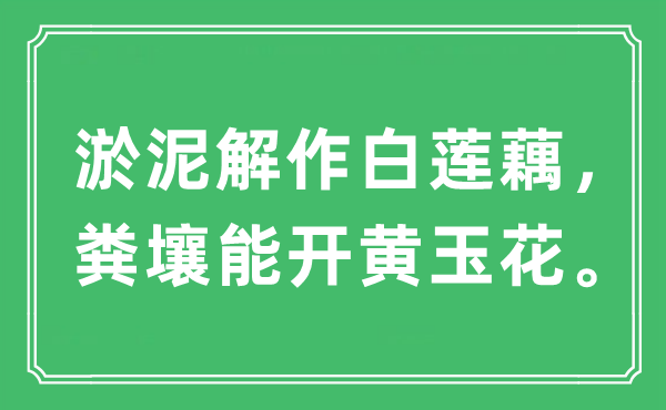 “淤泥解作白莲藕，粪壤能开黄玉花”是什么意思,出处及原文翻译