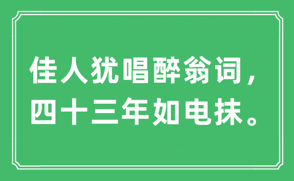 “佳人犹唱醉翁词，四十三年如电抹。”是什么意思,出处及原文翻译