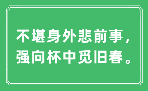 “不堪身外悲前事，强向杯中觅旧春。”是什么意思,出处及原文翻译