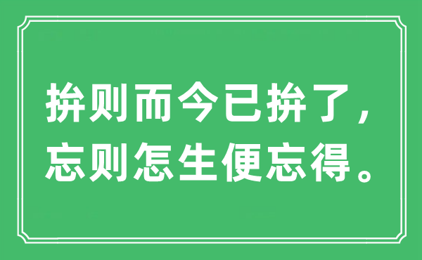 “拚则而今已拚了，忘则怎生便忘得。”是什么意思,出处及原文翻译