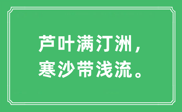 “芦叶满汀洲，寒沙带浅流。”是什么意思,出处及原文翻译