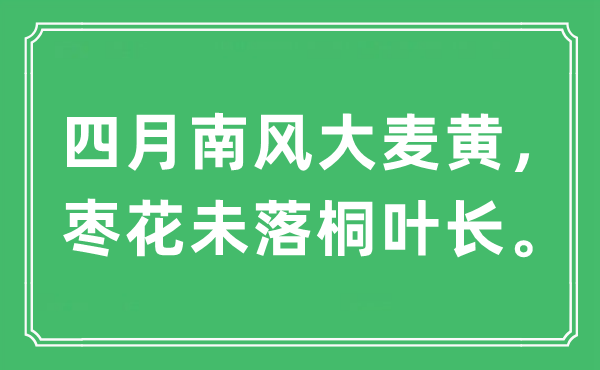 “四月南风大麦黄，枣花未落桐叶长。”是什么意思,出处及原文翻译