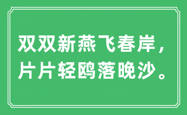 “双双新燕飞春岸，片片轻鸥落晚沙”是什么意思,出处及原文翻译