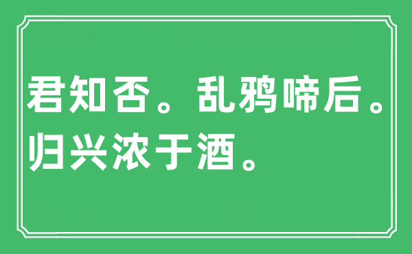 “君知否。乱鸦啼后。归兴浓于酒”是什么意思,出处及原文翻译