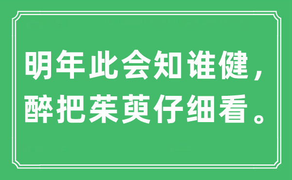 “明年此会知谁健，醉把茱萸仔细看。”是什么意思,出处及原文翻译