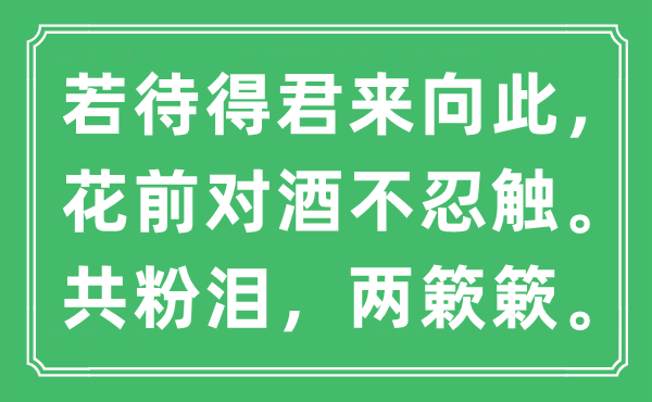 “若待得君来向此，花前对酒不忍触。共粉泪，两簌簌。”是什么意思,出处及原文翻译