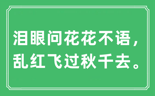 “泪眼问花花不语，乱红飞过秋千去。”是什么意思,出处及原文翻译