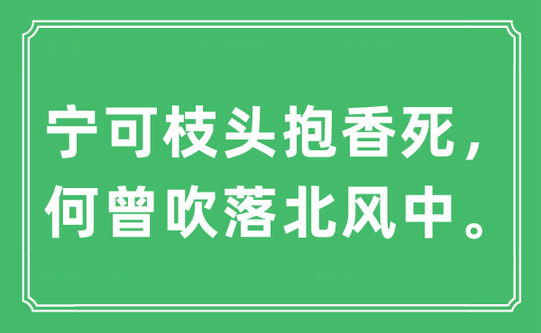 “宁可枝头抱香死，何曾吹落北风中”是什么意思,出处及原文翻译