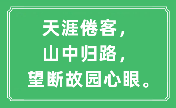 “天涯倦客，山中归路，望断故园心眼。”是什么意思,出处及原文翻译