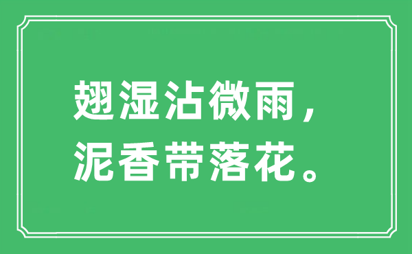 “翅湿沾微雨，泥香带落花”是什么意思,出处及原文翻译