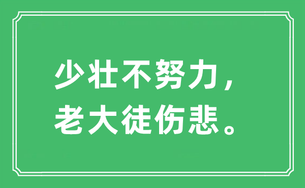 “少壮不努力，老大徒伤悲。”是什么意思,出处及原文翻译