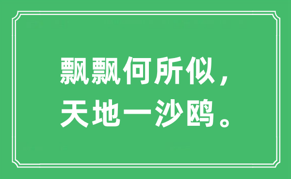 “飘飘何所似，天地一沙鸥。”是什么意思,出处及原文翻译