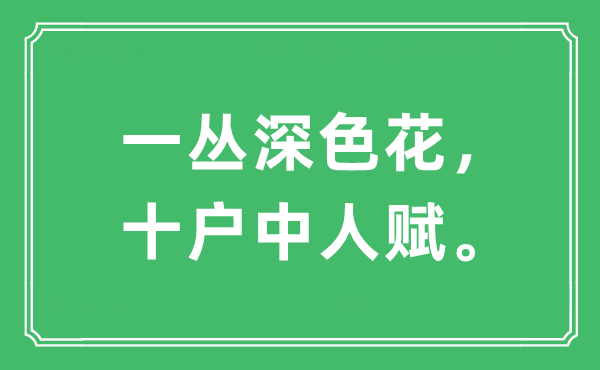 “一丛深色花，十户中人赋”是什么意思,出处及原文翻译