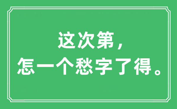 “这次第，怎一个愁字了得”是什么意思,出处及原文翻译