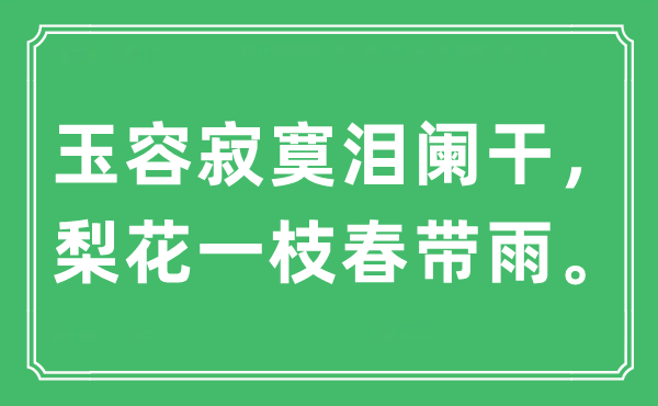 “玉容寂寞泪阑干，梨花一枝春带雨”是什么意思,出处及原文翻译