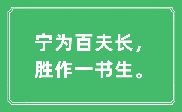 “宁为百夫长，胜作一书生”是什么意思,出处及原文翻译