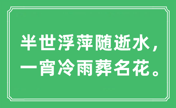 “半世浮萍随逝水，一宵冷雨葬名花”是什么意思,出处及原文翻译