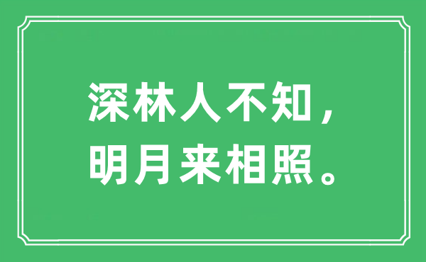 “深林人不知，明月来相照”是什么意思,出处及原文翻译