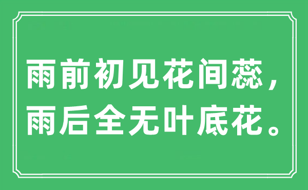 “雨前初见花间蕊，雨后全无叶底花”是什么意思,出处及原文翻译