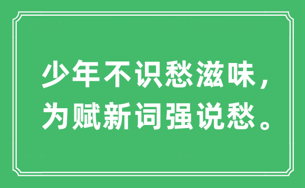 “少年不识愁滋味，为赋新词强说愁。”是什么意思,出处及原文翻译