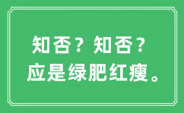 “知否？知否？应是绿肥红瘦。”是什么意思,出处及原文翻译