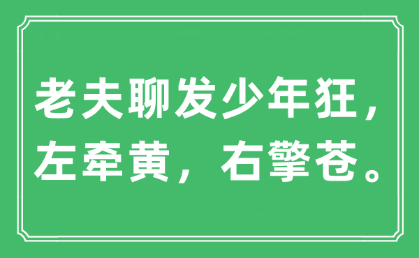 “老夫聊发少年狂，左牵黄，右擎苍”是什么意思,出处及原文翻译