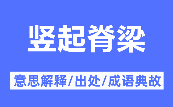 竖起脊梁的意思解释,竖起脊梁的出处及成语典故