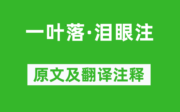 朱彝尊《一叶落·泪眼注》原文及翻译注释,诗意解释