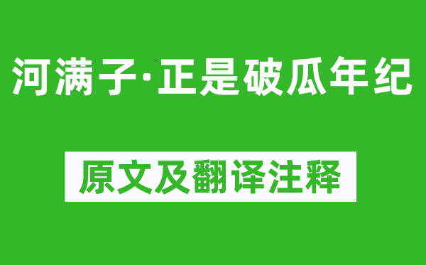 和凝《河满子·正是破瓜年纪》原文及翻译注释,诗意解释