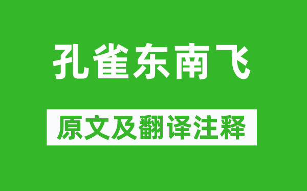 《孔雀东南飞》原文及翻译注释,诗意解释