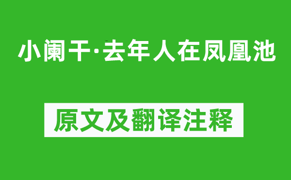 萨都剌《小阑干·去年人在凤凰池》原文及翻译注释,诗意解释