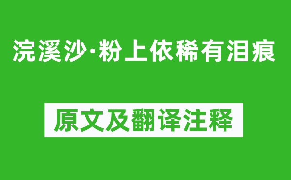 薛昭蕴《浣溪沙·粉上依稀有泪痕》原文及翻译注释,诗意解释