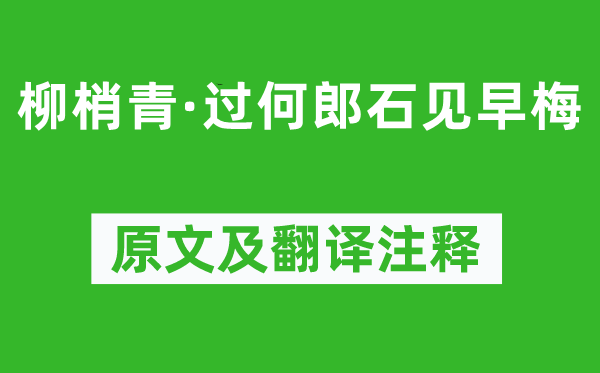 赵长卿《柳梢青·过何郎石见早梅》原文及翻译注释,诗意解释