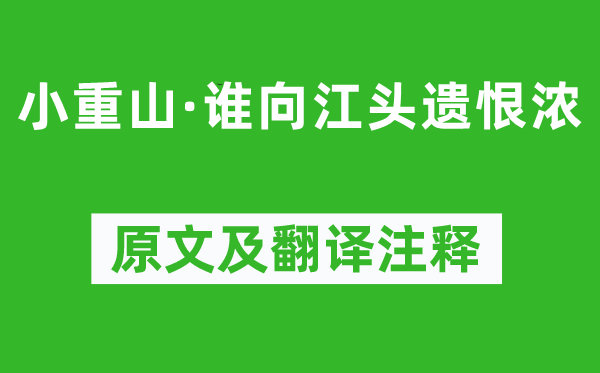 祖可《小重山·谁向江头遗恨浓》原文及翻译注释,诗意解释