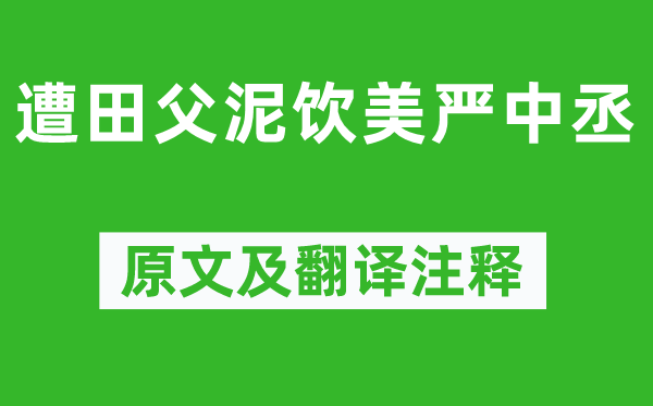 杜甫《遭田父泥饮美严中丞》原文及翻译注释,诗意解释