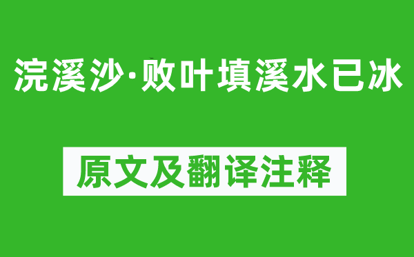 纳兰性德《浣溪沙·败叶填溪水已冰》原文及翻译注释,诗意解释