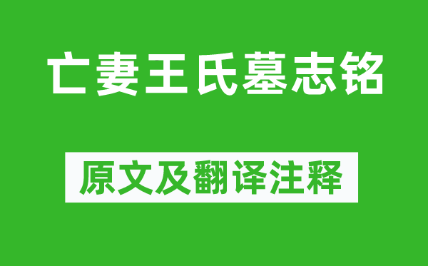 苏轼《亡妻王氏墓志铭》原文及翻译注释,诗意解释