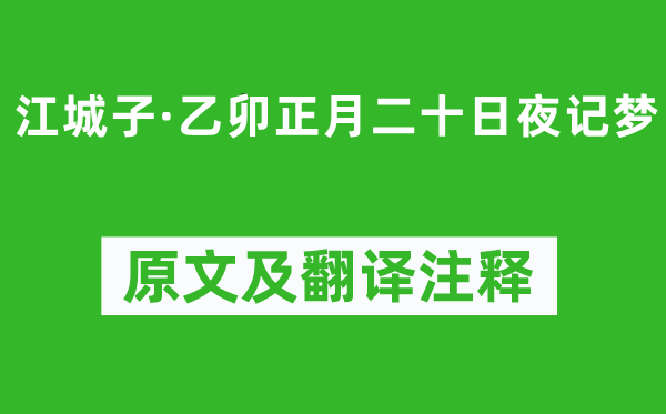 苏轼《江城子·乙卯正月二十日夜记梦》原文及翻译注释,诗意解释