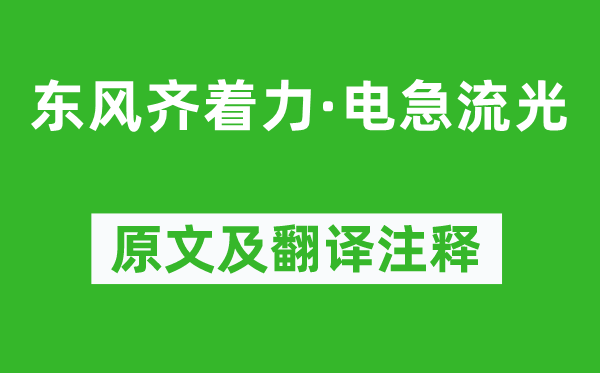 纳兰性德《东风齐着力·电急流光》原文及翻译注释,诗意解释