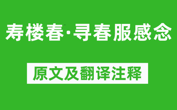 史达祖《寿楼春·寻春服感念》原文及翻译注释,诗意解释