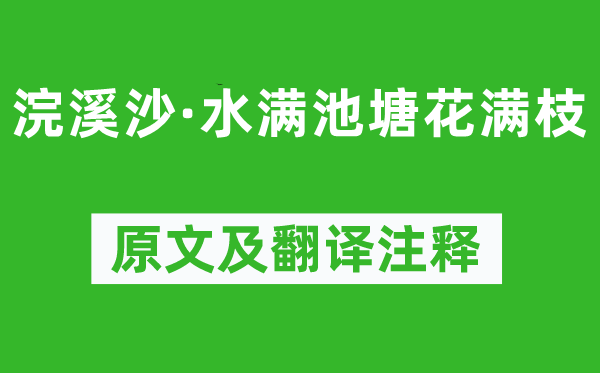 赵令畴《浣溪沙·水满池塘花满枝》原文及翻译注释,诗意解释