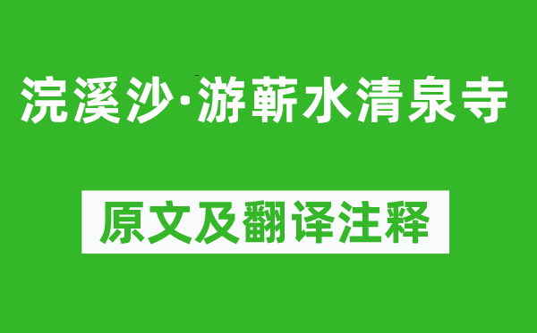 苏轼《浣溪沙·游蕲水清泉寺》原文及翻译注释,诗意解释