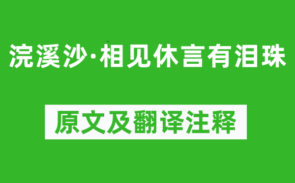 欧阳炯《浣溪沙·相见休言有泪珠》原文及翻译注释,诗意解释