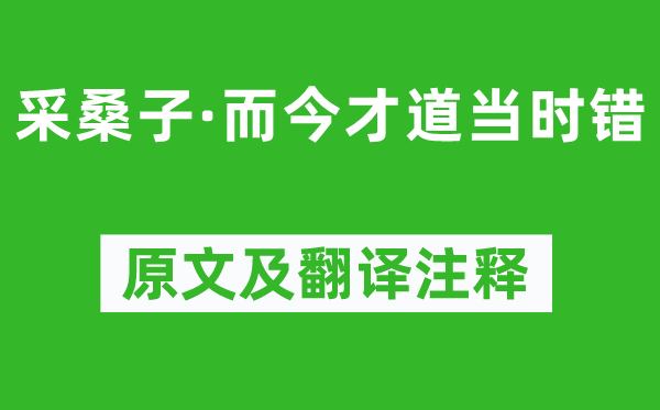 纳兰性德《采桑子·而今才道当时错》原文及翻译注释,诗意解释