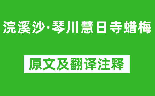 吴文英《浣溪沙·琴川慧日寺蜡梅》原文及翻译注释,诗意解释