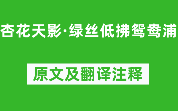 姜夔《杏花天影·绿丝低拂鸳鸯浦》原文及翻译注释,诗意解释