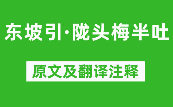 袁去华《东坡引·陇头梅半吐》原文及翻译注释,诗意解释