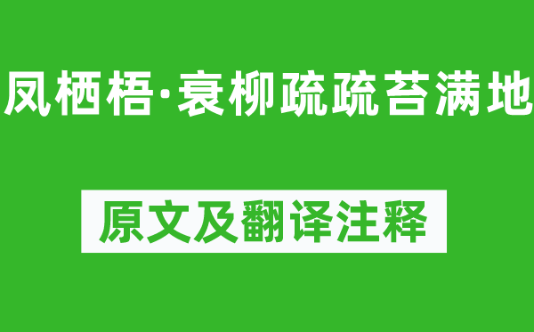 王庭筠《凤栖梧·衰柳疏疏苔满地》原文及翻译注释,诗意解释